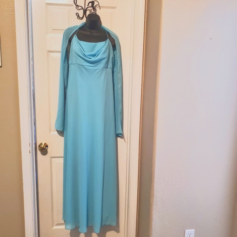 Long Blue Dress with Wrap